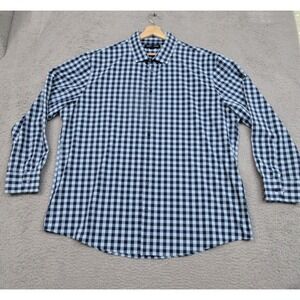 Mizzen + Main Shirt Men 2XL Blue Check Leeward Stretch Performance Office Preppy